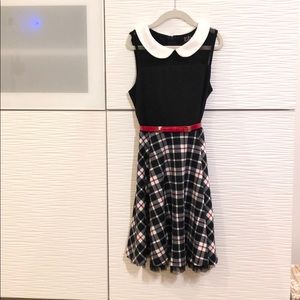 Black plaid girls dress